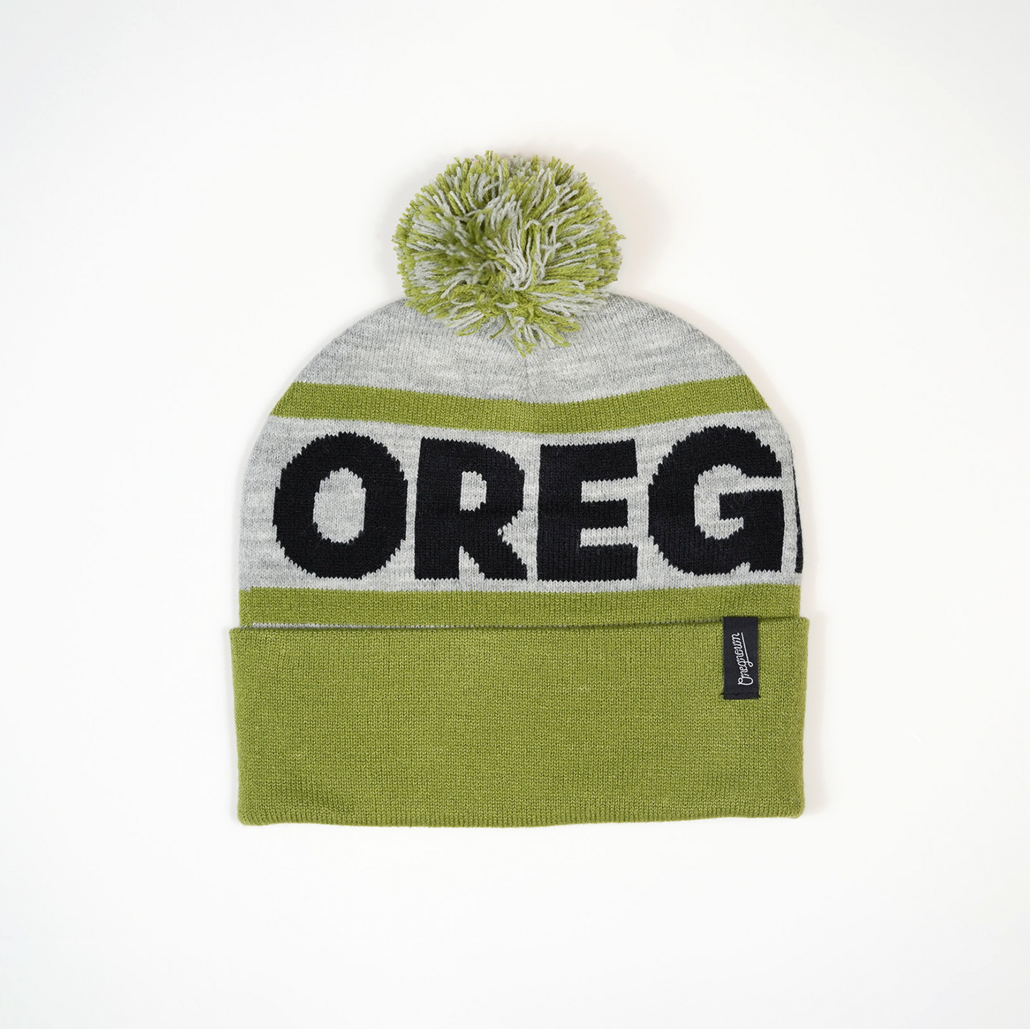 Collegiate Pom Beanie | Green and Grey